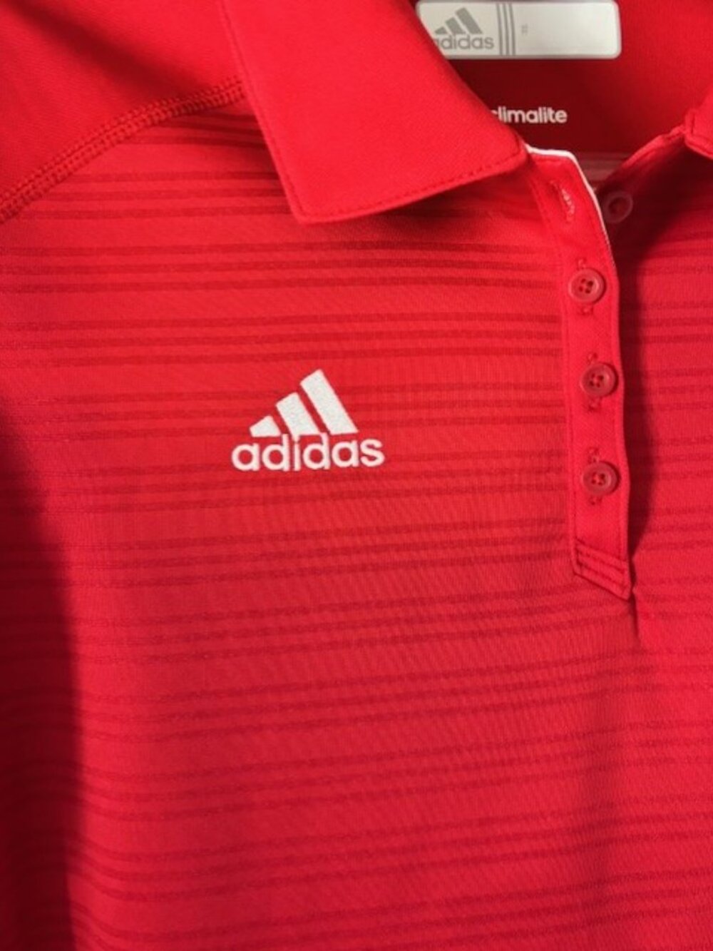 Adidas Climalite Golf Polo Shirt Red Embroidered Bucs L Performance Activewear - Picture 4 of 7